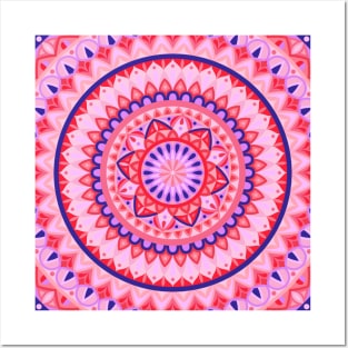 Color Wheel - Pink Base Mandala Posters and Art